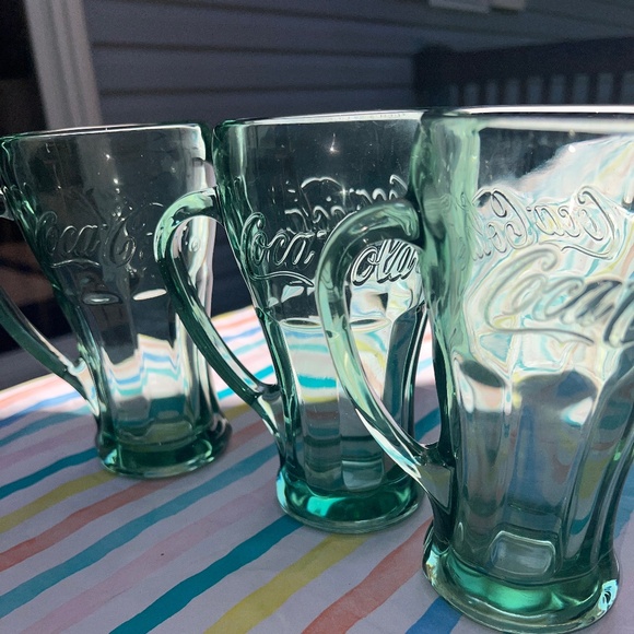 Vintage Libbey Coca Cola Green Glass Mug Set - Picture 4 of 11